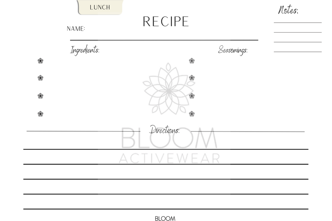 BLOOM Recipe Cards Template