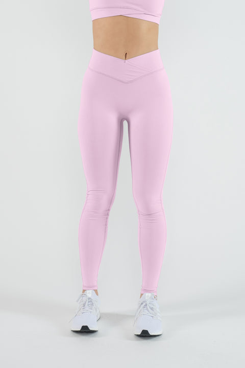 V-Cut Leggings- Pink Dahlia