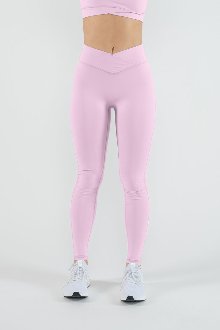 V-Cut Leggings- Pink Dahlia