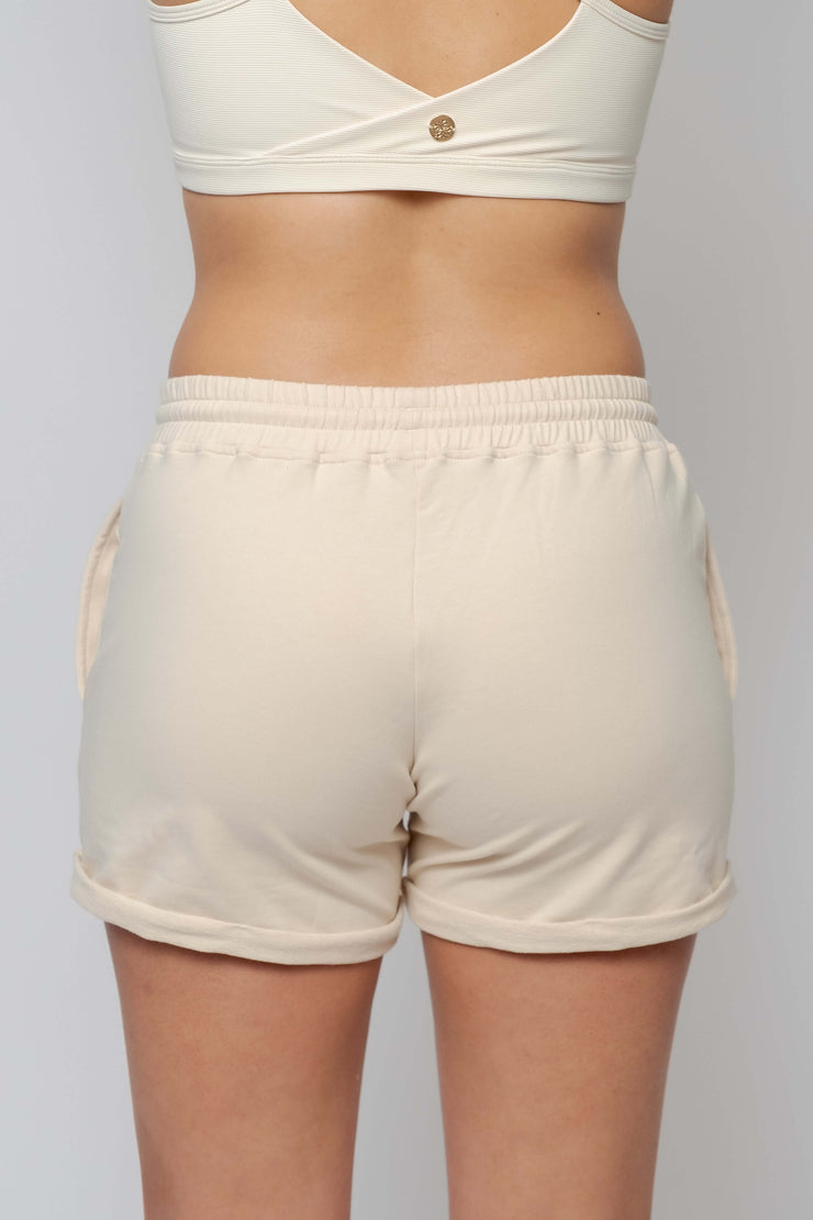 boxer shorts nude shorts gold detail drawstring shorts workout set matching set cream set gold drawstring nude jacket activewear women&